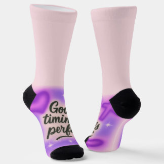God's Timing is perfect purple y2k Socks