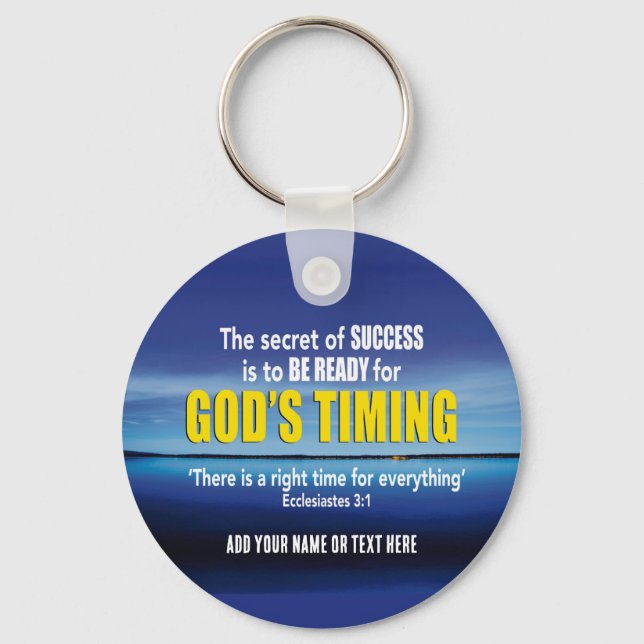 GODS TIMING Success Christian Quote Key Ring (Front)