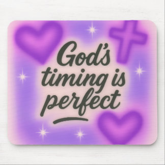 God's timing trust purple y2k christian faith mouse pad