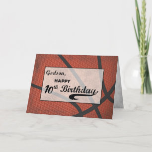 Godson 10th Birthday Basketball Large Distressed Card