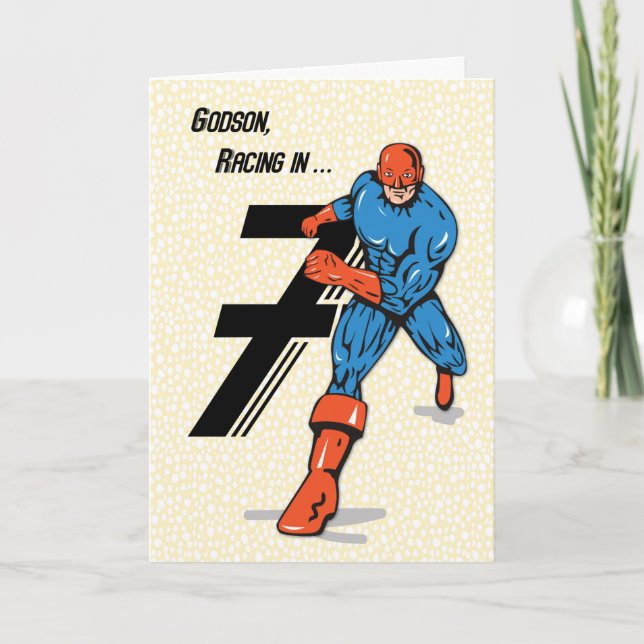 Godson 7th Birthday Superhero Card (Front)