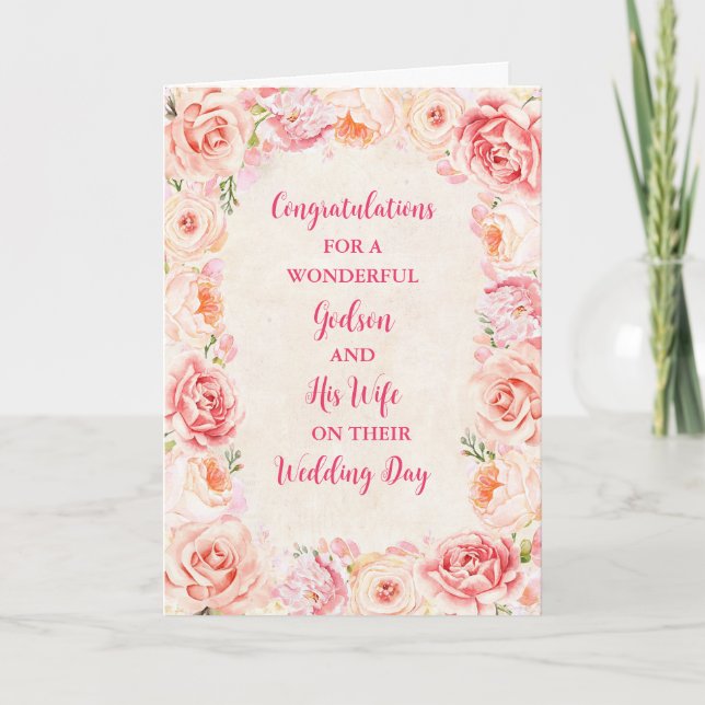Godson and His Wife Wedding Day Congratulations Card (Front)