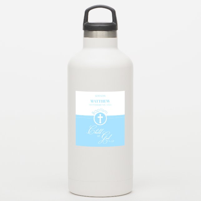Godson Baptism Blue Child of God Personalised (Waterbottle)