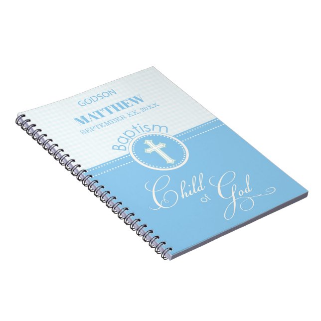 Godson Baptism Blue Child of God Personalised Notebook (Right Side)