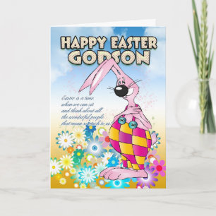 Godson Easter Card - Easter Bunny Flowers