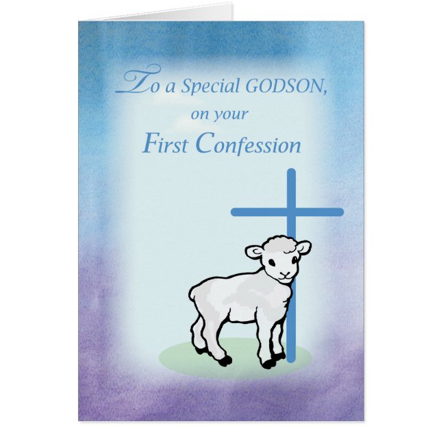 Godson First Confession with Lamb and Cross (Front)