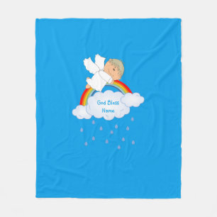 Godson Gift Cute Angel Rainbow Personalised Fleece Blanket
