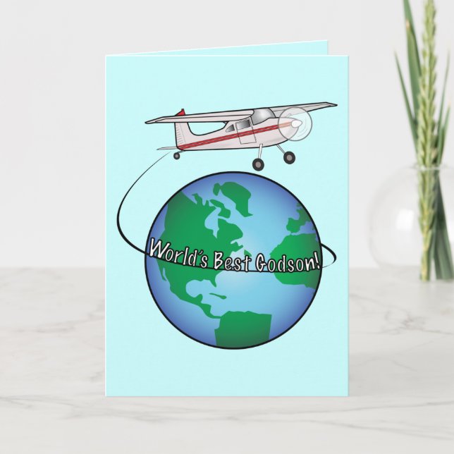 Godson Happy Birthday with Aeroplane Card (Front)