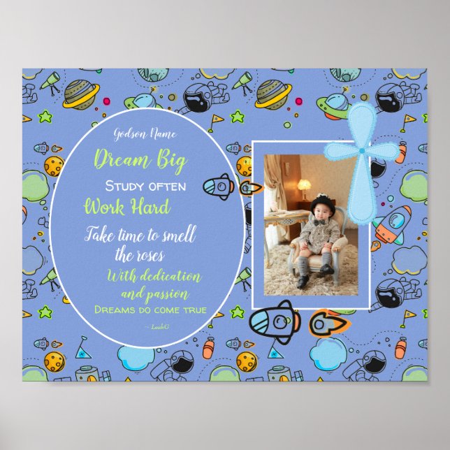 Godson Motivational Encouragement Gift Personalise Poster (Front)