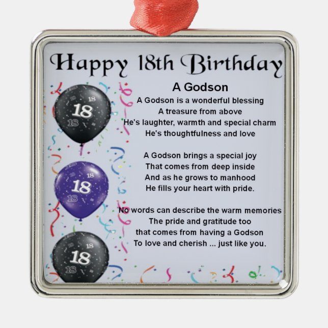 Godson poem - 18th Birthday Design Metal Tree Decoration (Front)