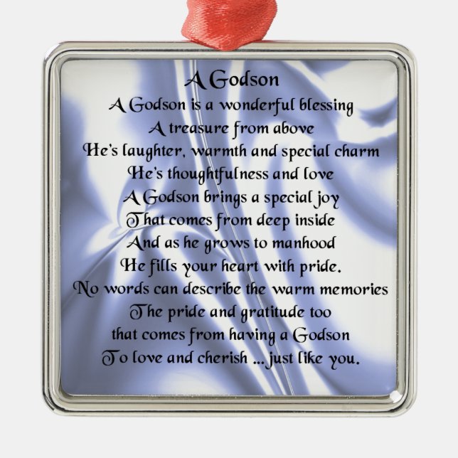 Godson poem - Blue Silk Design Metal Tree Decoration (Front)