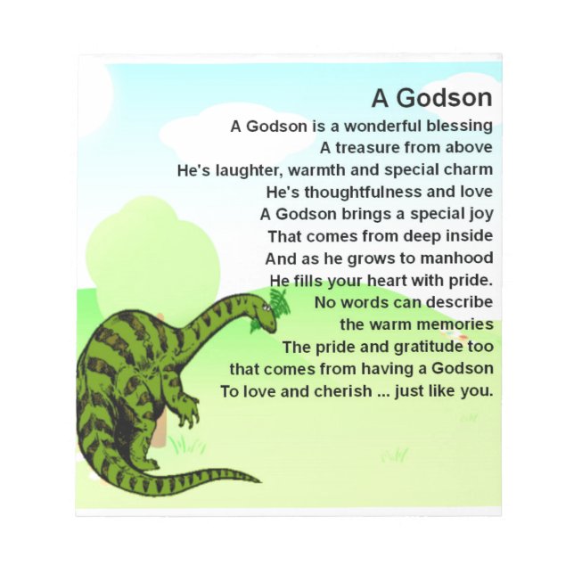 Godson poem - dinosaur design notepad (Front)
