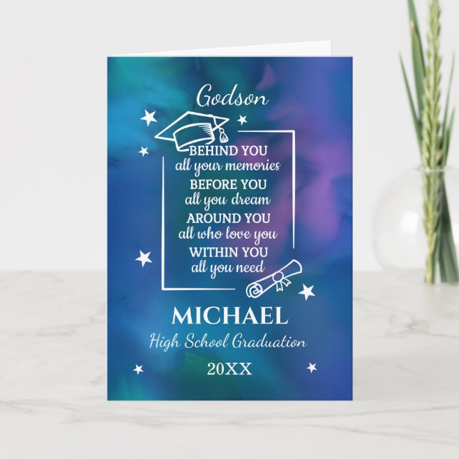 GodsonHigh School Graduation Name Year  Card (Front)