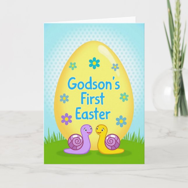 Godsons First Easter Greeting Card (Front)