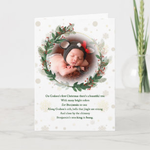 Godson's Photo and Name 1st Christmas Holiday Card