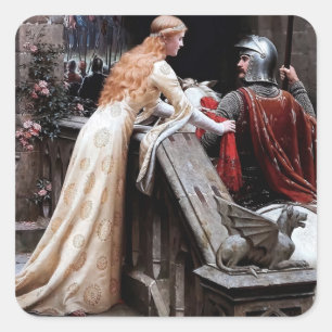 “Godspeed” Mediaeval Painting by Edmund Blair Leig Square Sticker