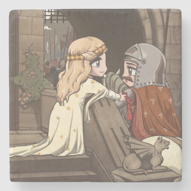 Godspeed My Chibi Knight! Stone Coaster (Front)