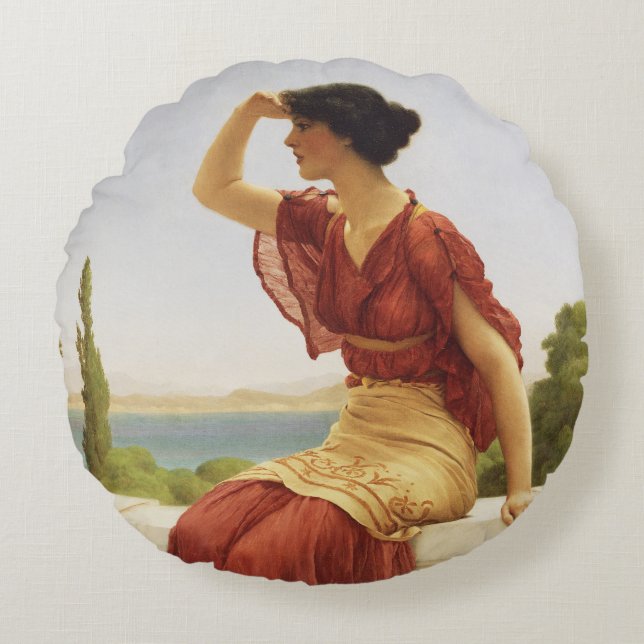 Godward The Signal Beautiful Woman Portrait Art Round Cushion (Front)