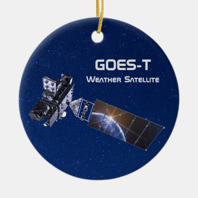 GOES-T Weather Satellite Ceramic Tree Decoration (Front)