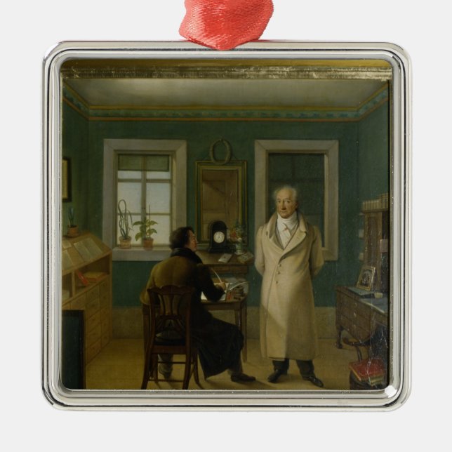 Goethe Dictating to his Clerk John, 1834 Metal Tree Decoration (Front)