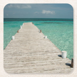 Goff Caye, a popular Barrier Reef Island Square Paper Coaster