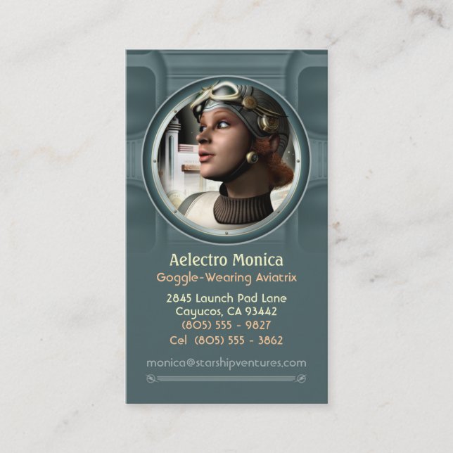 Goggled Aviatrix Business Cards (Front)