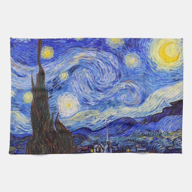 Gogh , "Starry Night" Tea Towel (Horizontal)