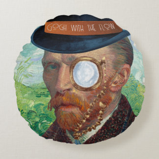 Gogh With The Flow Round Throw Pillow
