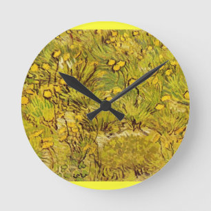 Gogh Yellow Blossoms Whimsical Wedding Personalise Round Clock