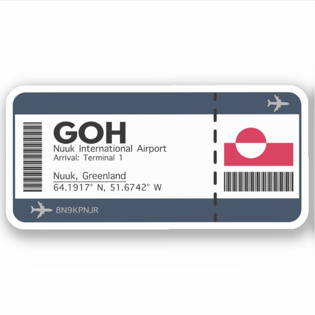 GOH Nuuk, Greenland Airport Boarding Pass (Front)