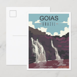 Goias Brazil Art Vintage Travel Illustration Postcard