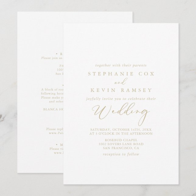 GoId Idyllic Calligraphy Front & Back Wedding Invitation (Front/Back)