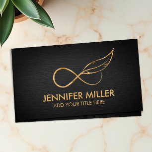 GoIden Infinity Symbol Feather - Line Art Business Business Card