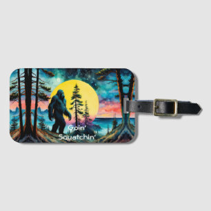 Goin' Squatchin' Colourful Sasquatch Landscape Luggage Tag