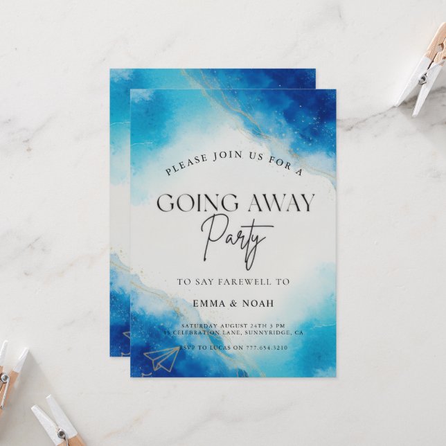 Going Away Party Invitation Printable Template (Front/Back In Situ)
