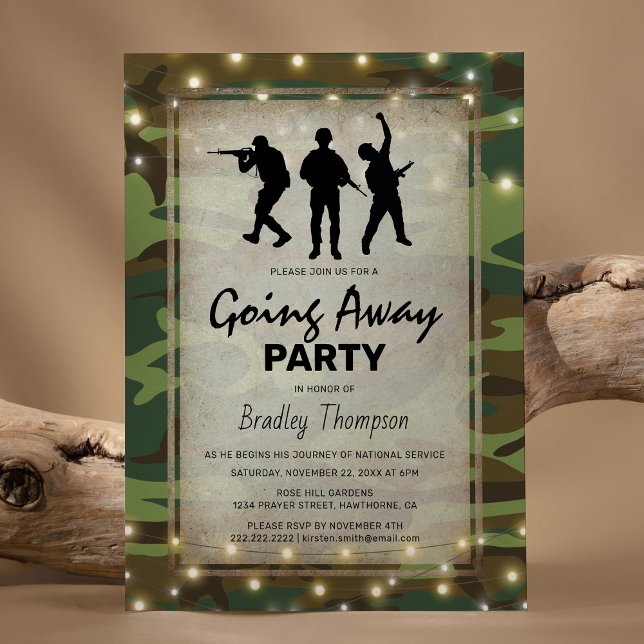 Going Away Soldier Vintage Camouflage Invitation (Creator Uploaded)