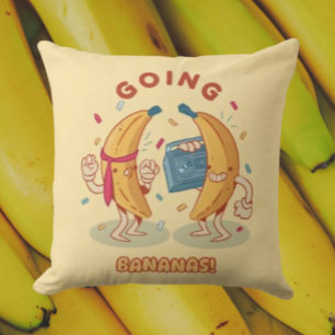 Going Bananas Fun Throw Pillow