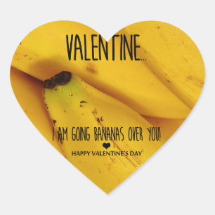 Going bananas over you Valentine's Day Heart Sticker