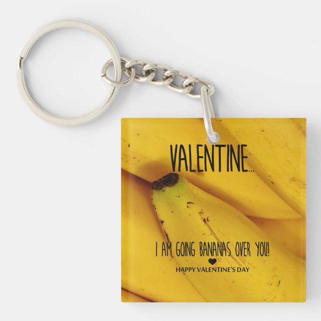 Going bananas over you Valentine's Day Key Ring (Front)