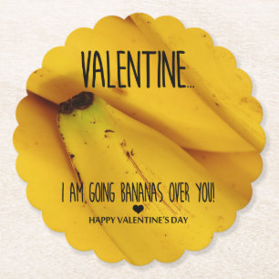 Going bananas over you Valentine's Day Paper Coaster