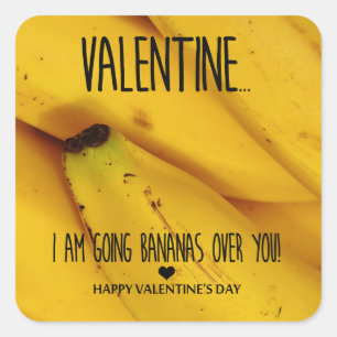 Going bananas over you Valentine's Day Square Sticker