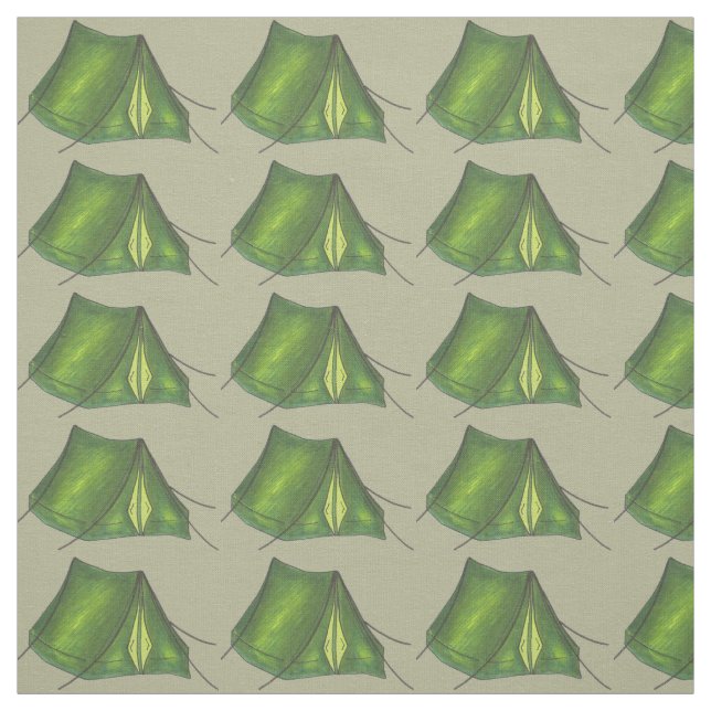 Going Camping Campground Pitch A Tent Camp Green Fabric (Swatch)