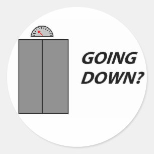 Going Down round button Classic Round Sticker