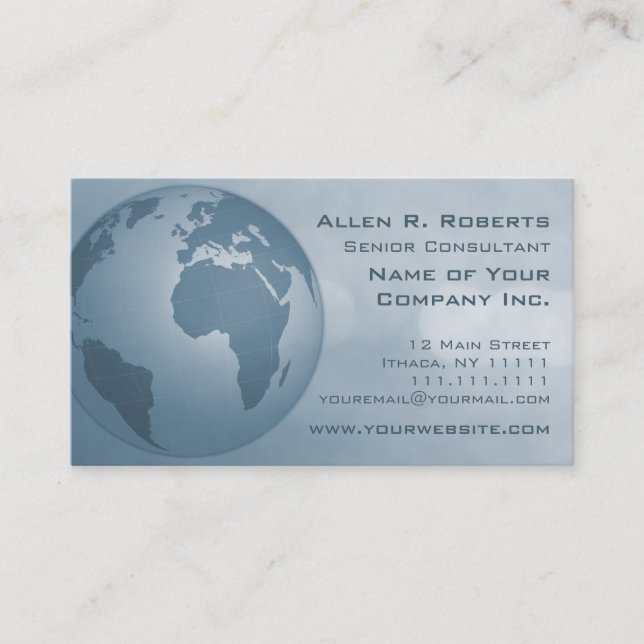 Going Global Elegant Grey Blue Modern Corporate Business Card (Front)