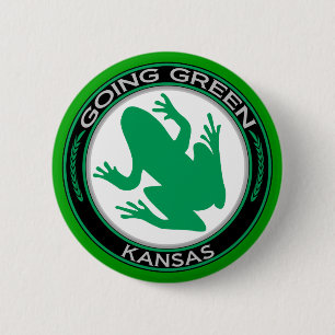 Going Green Kansas Frog 6 Cm Round Badge