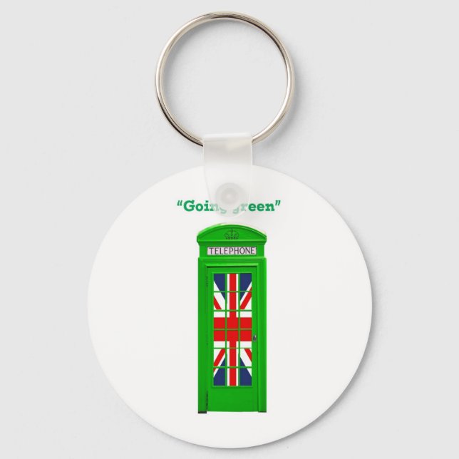 "Going green" London phone box Key Ring (Front)