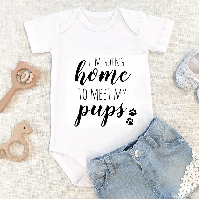 Going Home To Meet My Pups Paw Print Baby Bodysuit (Creator Uploaded)
