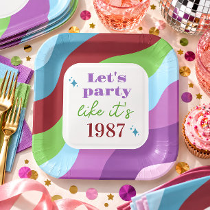 Going on 30 Birthday Let's Party like it's 1987 Paper Plate