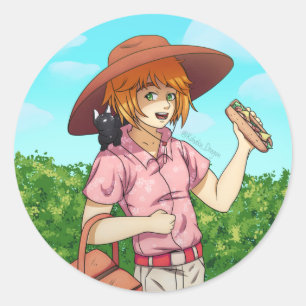Going to a Picnic with a Cat Classic Round Sticker