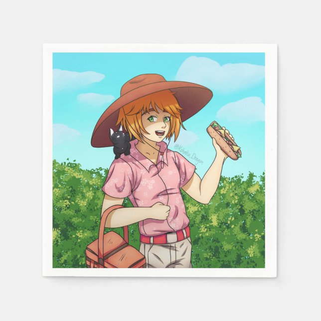 Going to a Picnic with a Cat  Napkin (Front)